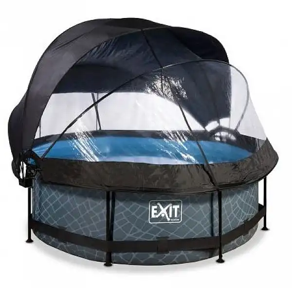 Басейн з куполом EXIT і тентом камінь 244 х 76 см