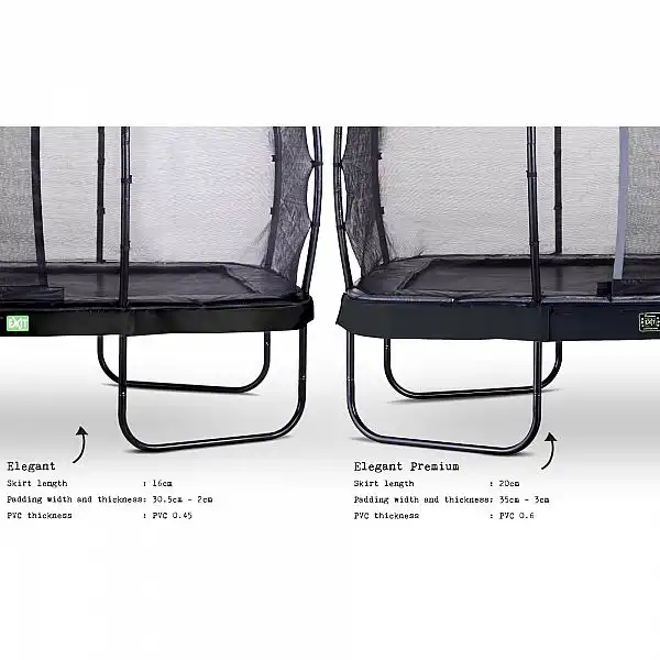 Батут прямокутний 244х427 см EXIT Elegant Premium black