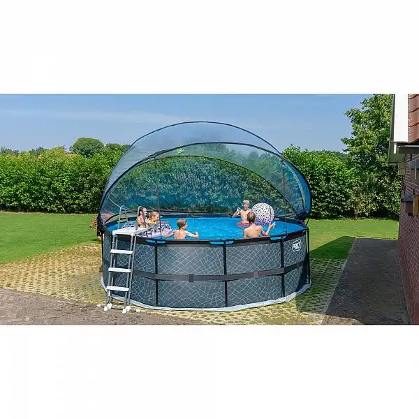 Басейн EXIT круглий з куполом 450х122 см + тепловий насос + пісочний фільтр "камінь"