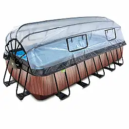 Басейн EXIT каркасний прямокутний 540х250х122 см з тепловим насосом "дерево".