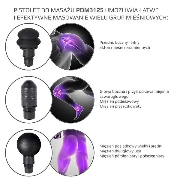 Перкусійний ручний масажер HMS PDM3125H чорний