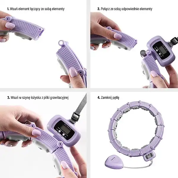 Хула-хуп магнітний з обважнювачем та лічильником HMS HHM14 фіолетовий + пояс для схуднення