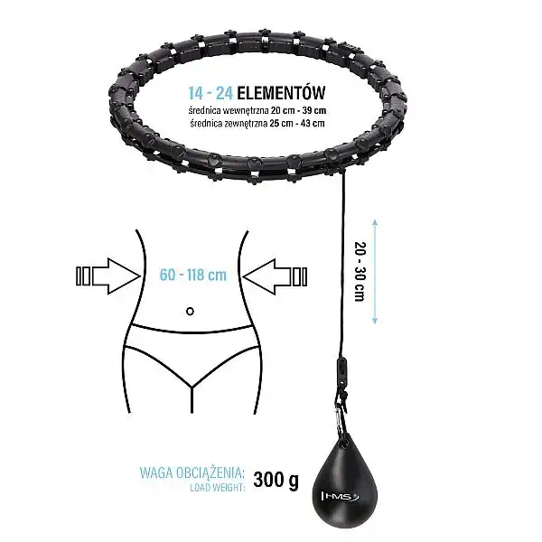 Хула-хуп з обважнювачем HMS HHW02 чорний та поясом для схуднення