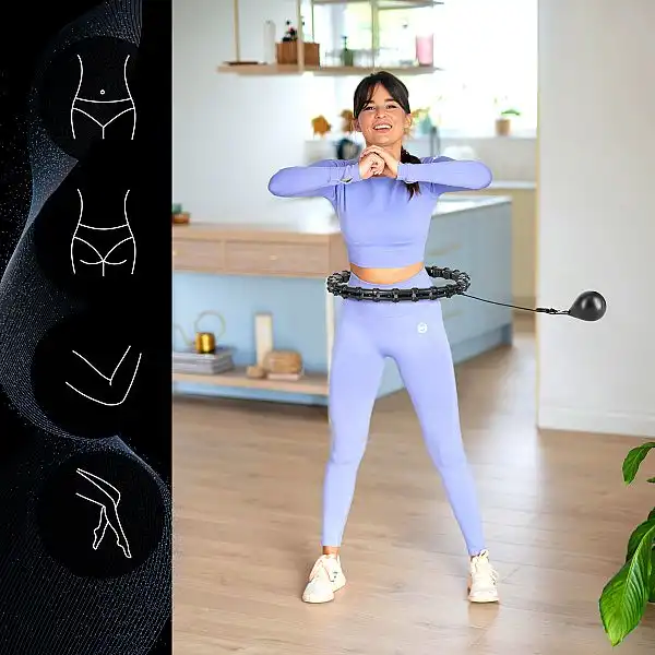 Хула-хуп з обважнювачем HMS HHW02 чорний та поясом для схуднення