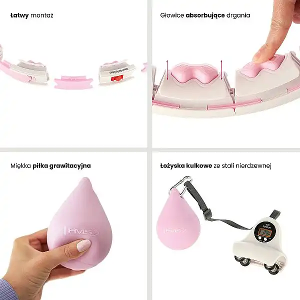 Хула-хуп з гравітаційним м'ячем та лічильником HMS HHW06 рожевий + пояс для схуднення