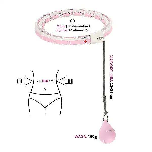 Хула-хуп з гравітаційним м'ячем та лічильником HMS HHW06 рожевий + пояс для схуднення