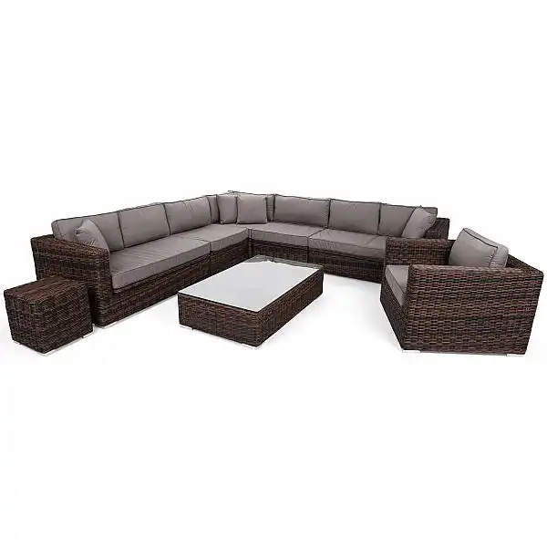 Кутовий набір садових меблів з техноротангу Livorno Rust Brown / Brown Melange