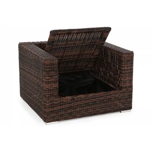 Кутовий набір садових меблів з техноротангу Livorno Rust Brown / Brown Melange