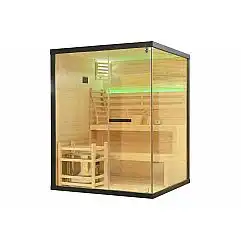 TS3C Черная угловая финская сауна с каменкой, 3-х местная