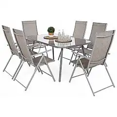 Металеві садові меблі Casablanca 150 см Silver / Taupe Melange 6+1