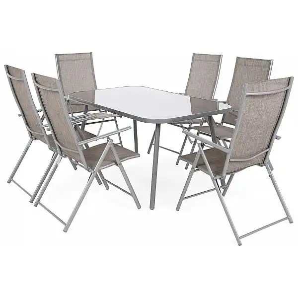 Металеві садові меблі Casablanca 150 см Silver / Taupe Melange 6+1