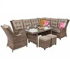 Правосторонний угловой набор садовой мебели Alicante Ginger/Brown Melange с пуфа..