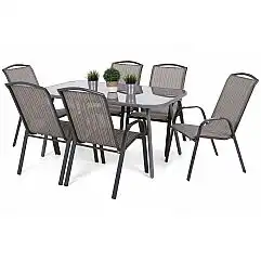 Садові меблі Casablanca металеві 150 см Silver / Taupe Atlanta Grey / Beige Stri..