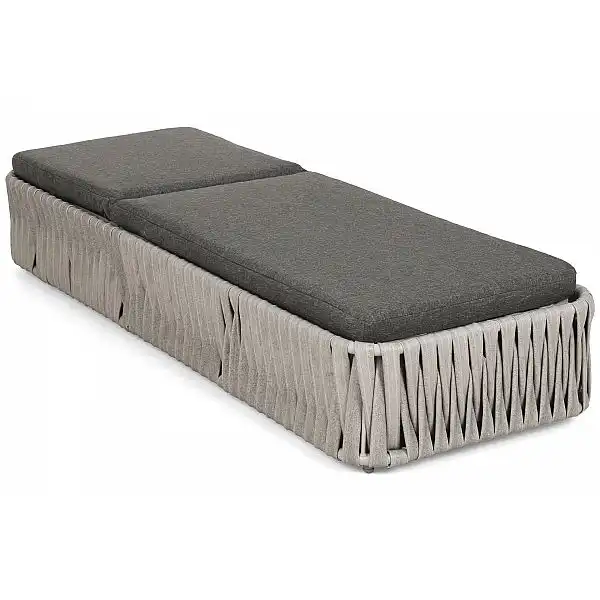 Лежак садовий з техноратангу Samos Cream / Grey Melange