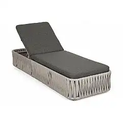 Лежак садовий з техноратангу Samos Cream / Grey Melange
