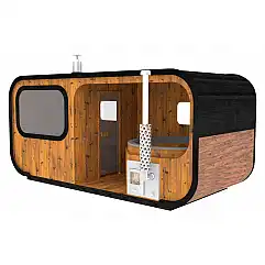 Sauna fińska zewnętrzna Hobbit Однова з балією 220 x 500 см