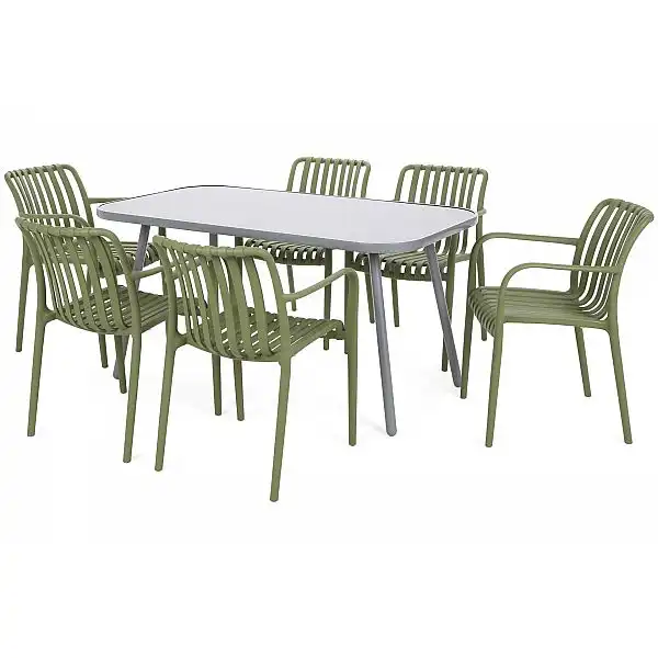 Садові меблі Casablanca 145 см Silver / Grey + Lomi Green 6+1