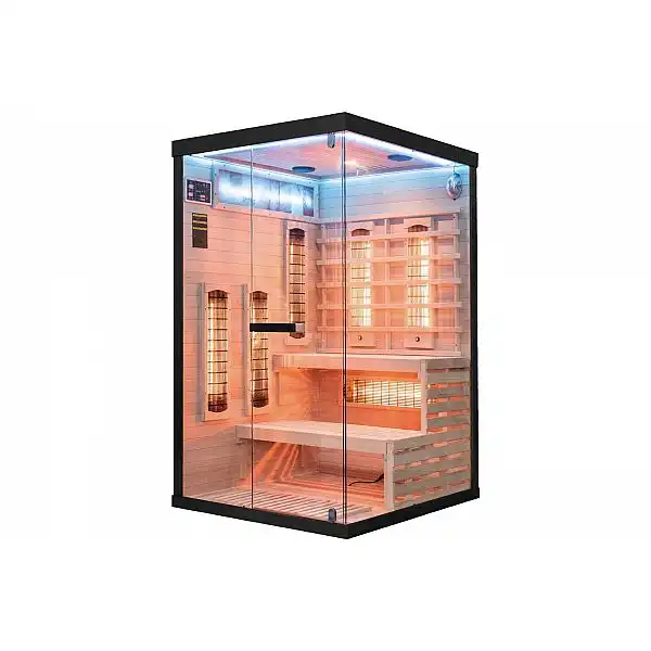 Чорна кутова інфрачервона сауна EP2CRS з соляними панелями