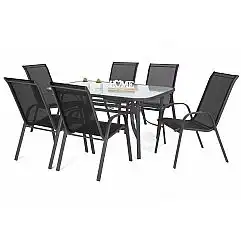 Садові металеві меблі Sevilla 145 cm Grey / Black 6+1