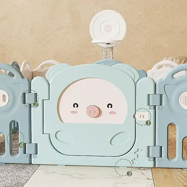 Пластиковий манеж з аксесуарами inSPORTline Piglino 178 x 184 см Колір Блакитний