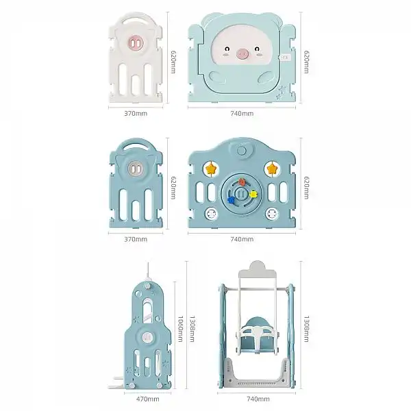 Пластиковий манеж з аксесуарами inSPORTline Piglino 178 x 184 см Колір Блакитний