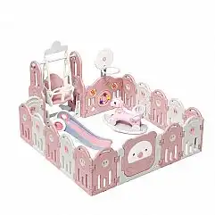 Пластиковий манеж з аксесуарами inSPORTline Piglino 178 x 184 см Колір Блакитний..