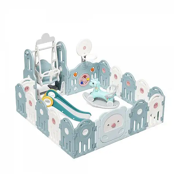 Пластиковий манеж з аксесуарами inSPORTline Piglino 178 x 184 см Колір Блакитний