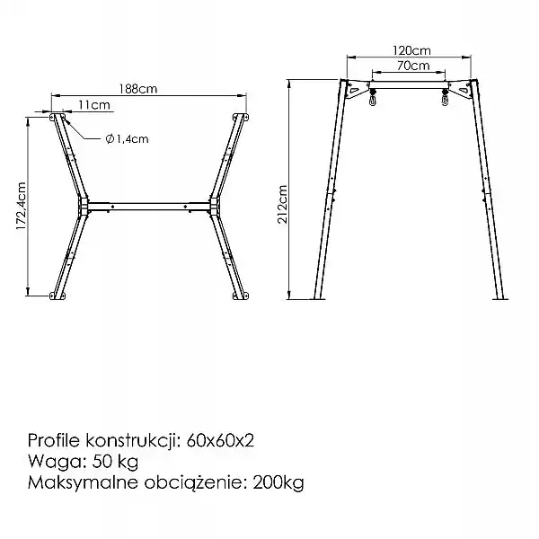 Гойдалка одномісна на підшипниках (каркас) Marbo Sport PREMIUM MO-012