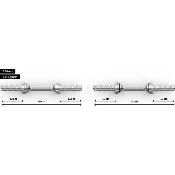 Грифи для гантелей Zipro Dumbbell 40см (Ø 28 мм), 2 шт