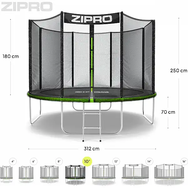 Батут Zipro Jump Pro із зовнішньою сіткою 10FT 312см