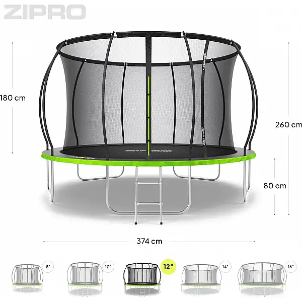 Батут Zipro Jump Pro Premium з внутрішньою сіткою 12FT 374 см