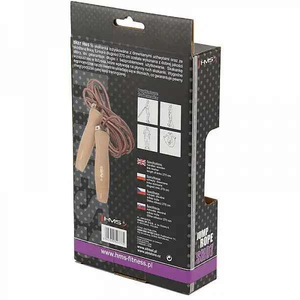 Скакалка шкіряна з дерев'яними ручками HMS SK07