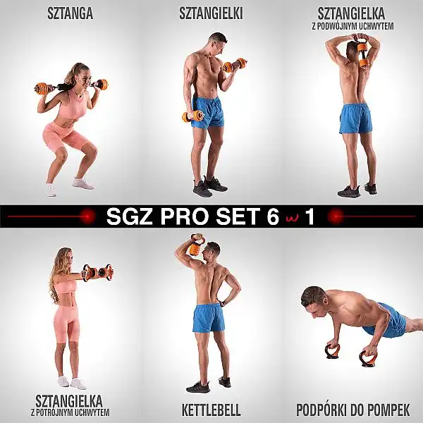 Набірна штанга + гантелі + гирі HMS SGZ215 PRO 6в1 16кг