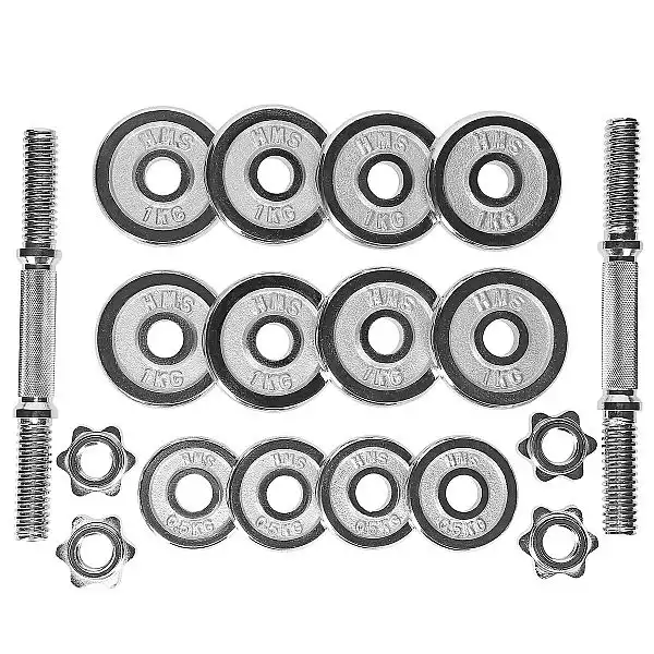 Гантелі розбірні 15кг металеві хром у валізі HMS STC15