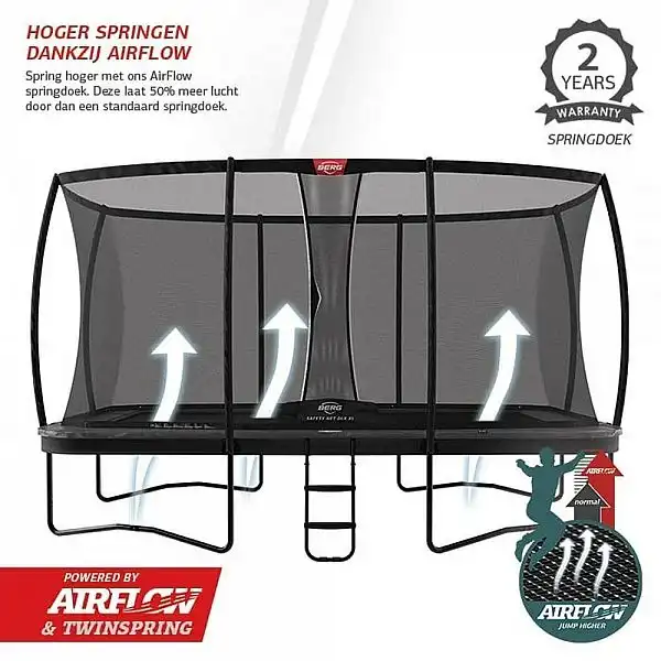 Батут Berg Ultim Elite FlatGround 500cm Black сеткою DLX XL