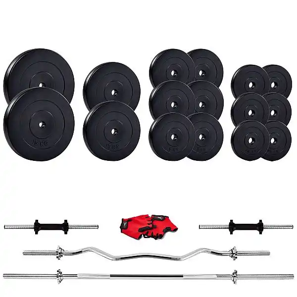 Штанга и гантели Iron Body 110кг + перчатки