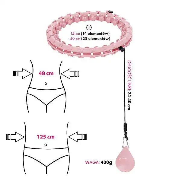 Хула-хуп з обважнювачем HMS HHW12 Plus Size, 48-125см, рожевий