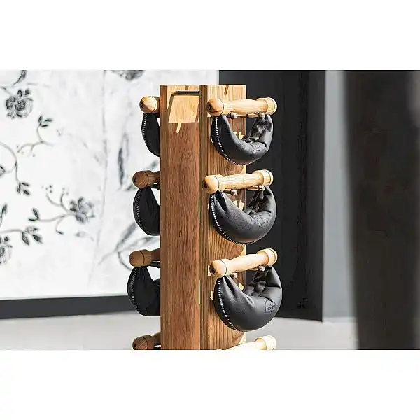 Гантелі з підставкою NOHrD SwingBel Tower 2-8 Kg Set Classic Nature Walnut Leather