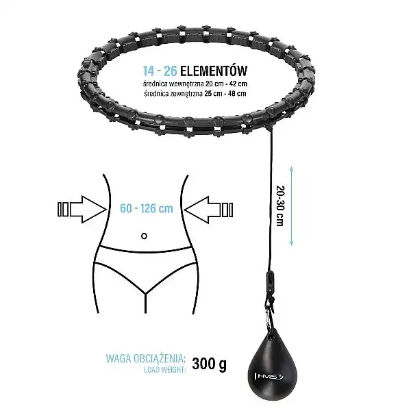 Хула-хуп з тягарцем PlusSize HMS HHW11 60-126 см, чорний