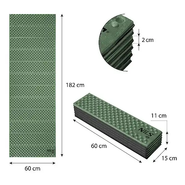 Карімат туристичний складаний Nils Camp NC1768 188см зелений