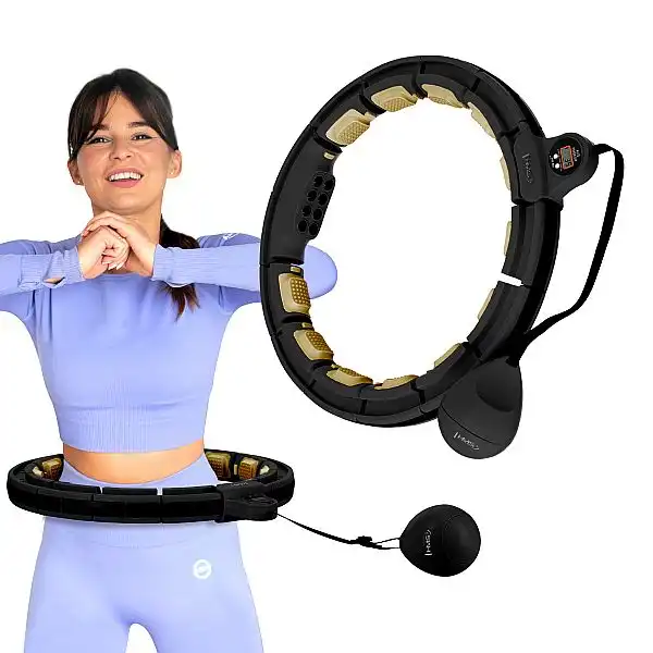 HHM13 HULA HOP ЧЕРНЫЙ/ЗОЛОТОЙ С МАГНИТАМИ И ВЕСОМ + СЧЕТЧИК HMS