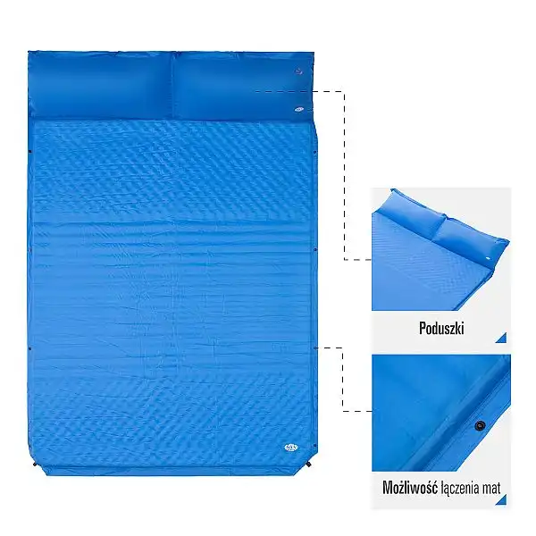 Самонадувний килимок на дві особи з подушкою Nils Camp NC4060 синій