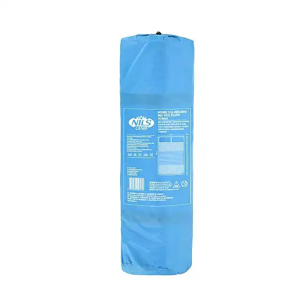 Самонадувний килимок на дві особи з подушкою Nils Camp NC4060 синій