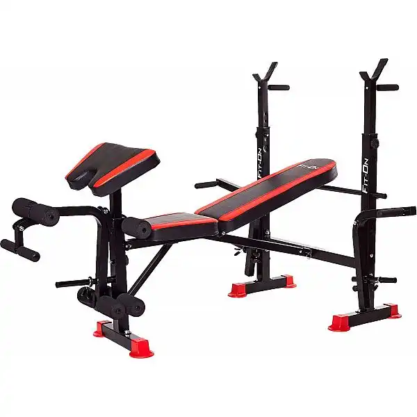 Скамья тренировочная Fit-On FN-S102 + штанга и гантели 135кг