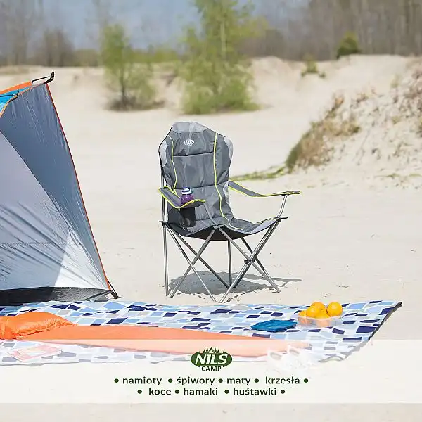 Крісло туристичне розкладне Nils Camp NC3080 сірий/лайм