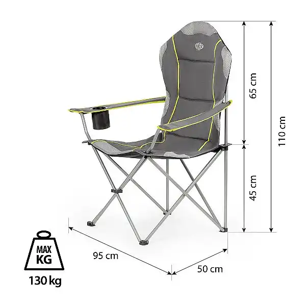 Крісло туристичне розкладне Nils Camp NC3080 сірий/лайм