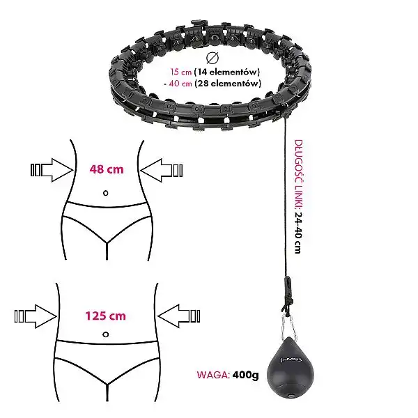 Хула-хуп з тягарцем HMS Plus Size Set HHW12, чорний
