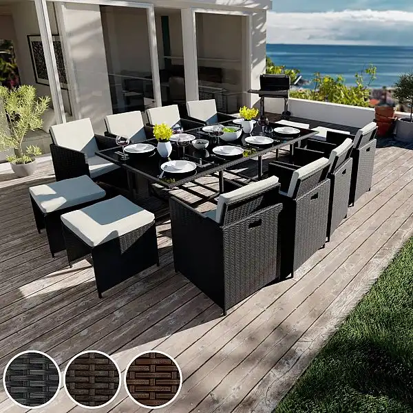 Садові меблі Polirattan Palma 8+4+1 з чохлом чорно-коричневий