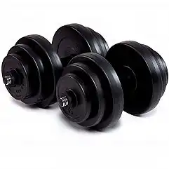 Гантели битумные Iron Body 2x18,5кг с перчатками