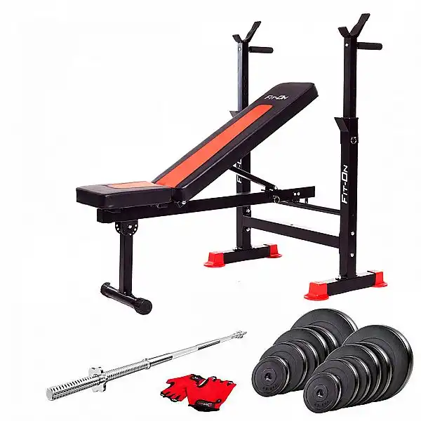 Скамья тренировочная Fit-On FN-S101 + штанга 62кг